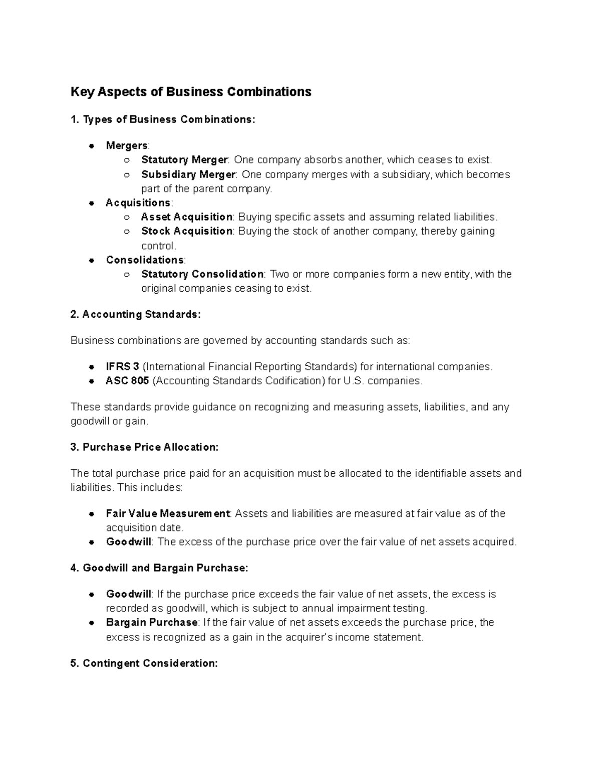 Buscom - Key Notes on Business Combinations and Accounting Standards ...