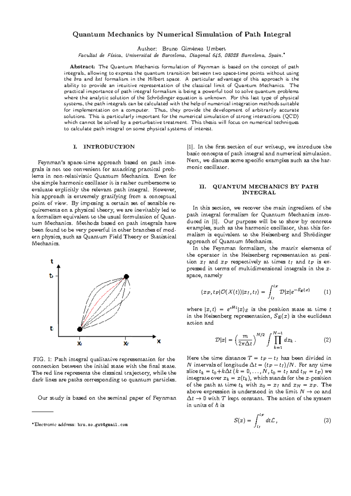Quantum Mechanics: Numerical Sim. of Path Integral Methods - Studocu