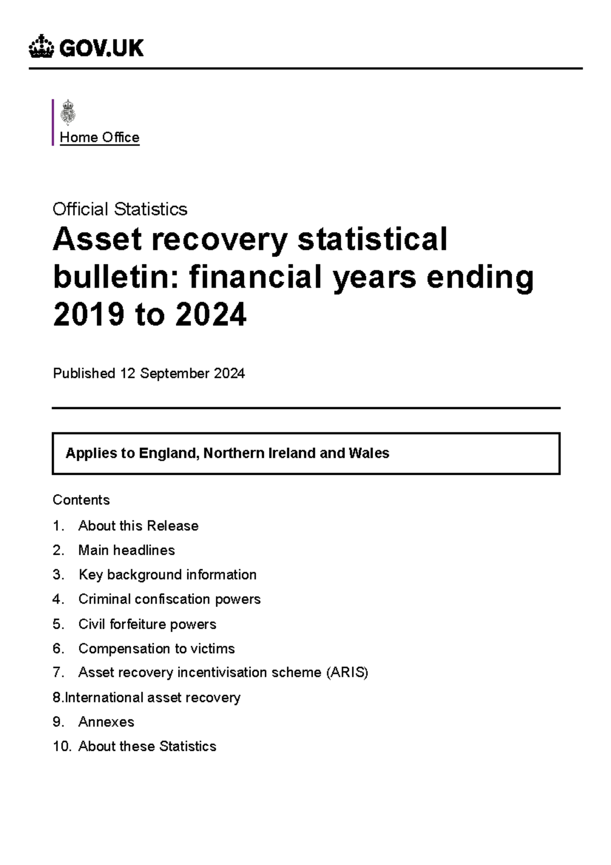 Asset Recovery Statistical Bulletin: FY 2019-2024 Insights - Studocu