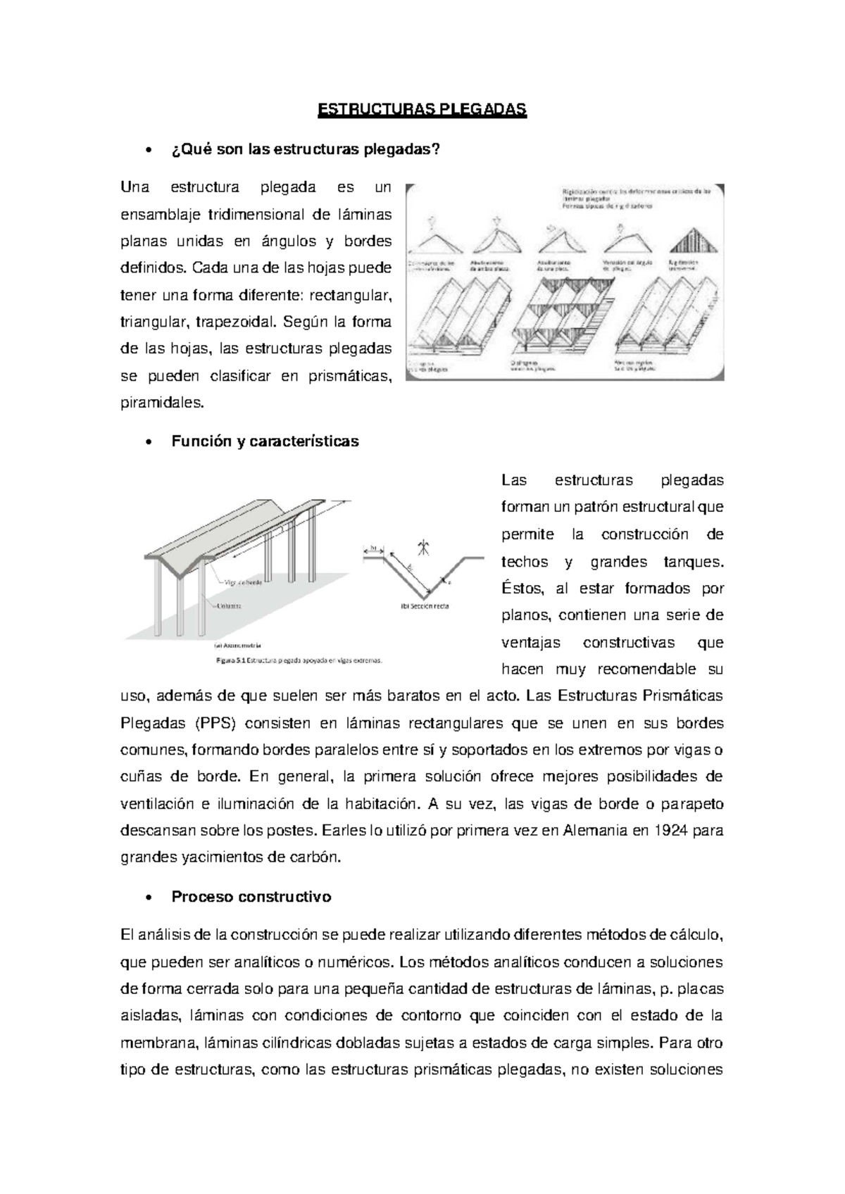Estructuras Plegadas: Características y Proceso Constructivo - Studocu