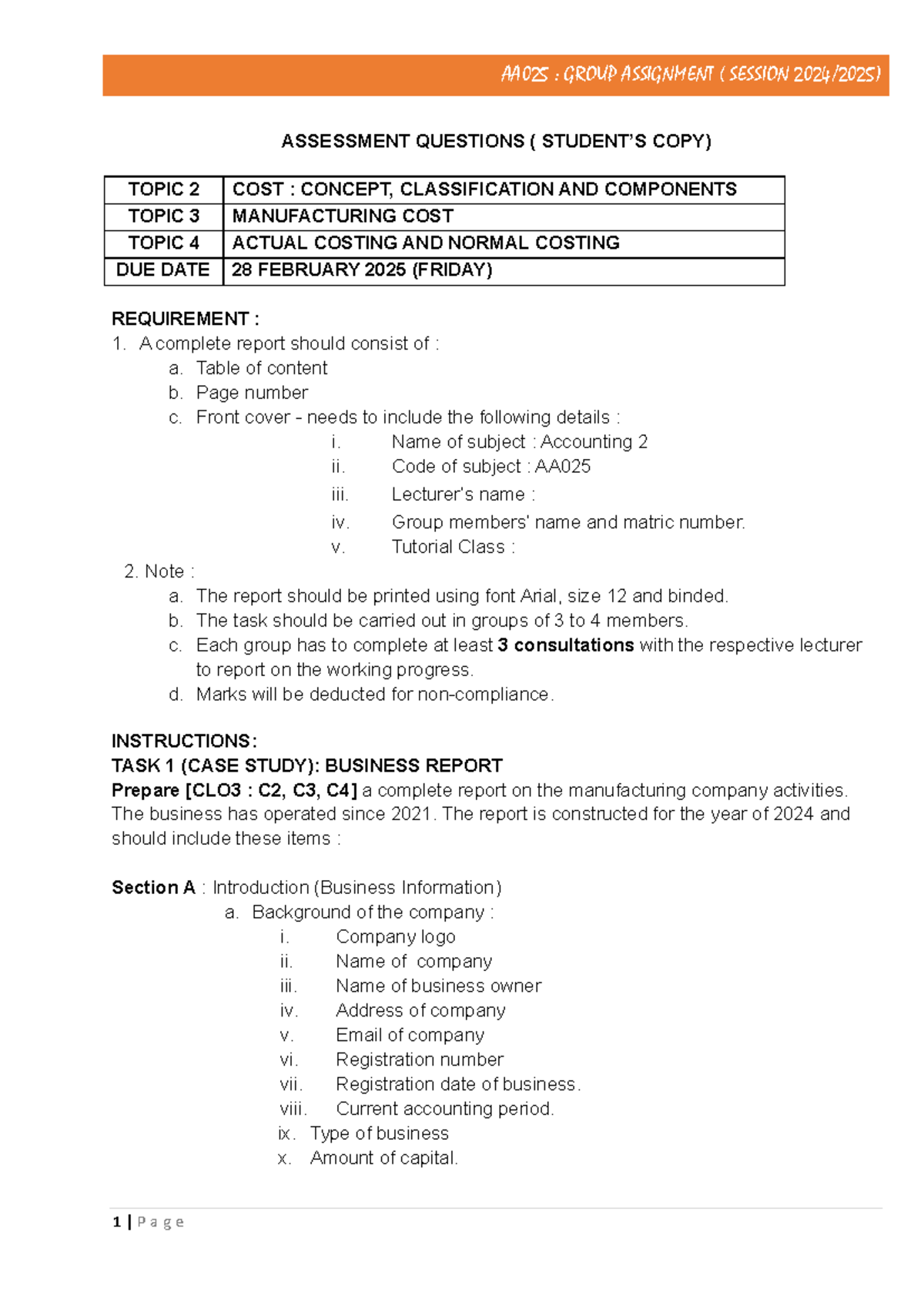 AA025 Assignment Questions Student'S Copyedited 2025soalan - ASSESSMENT ...
