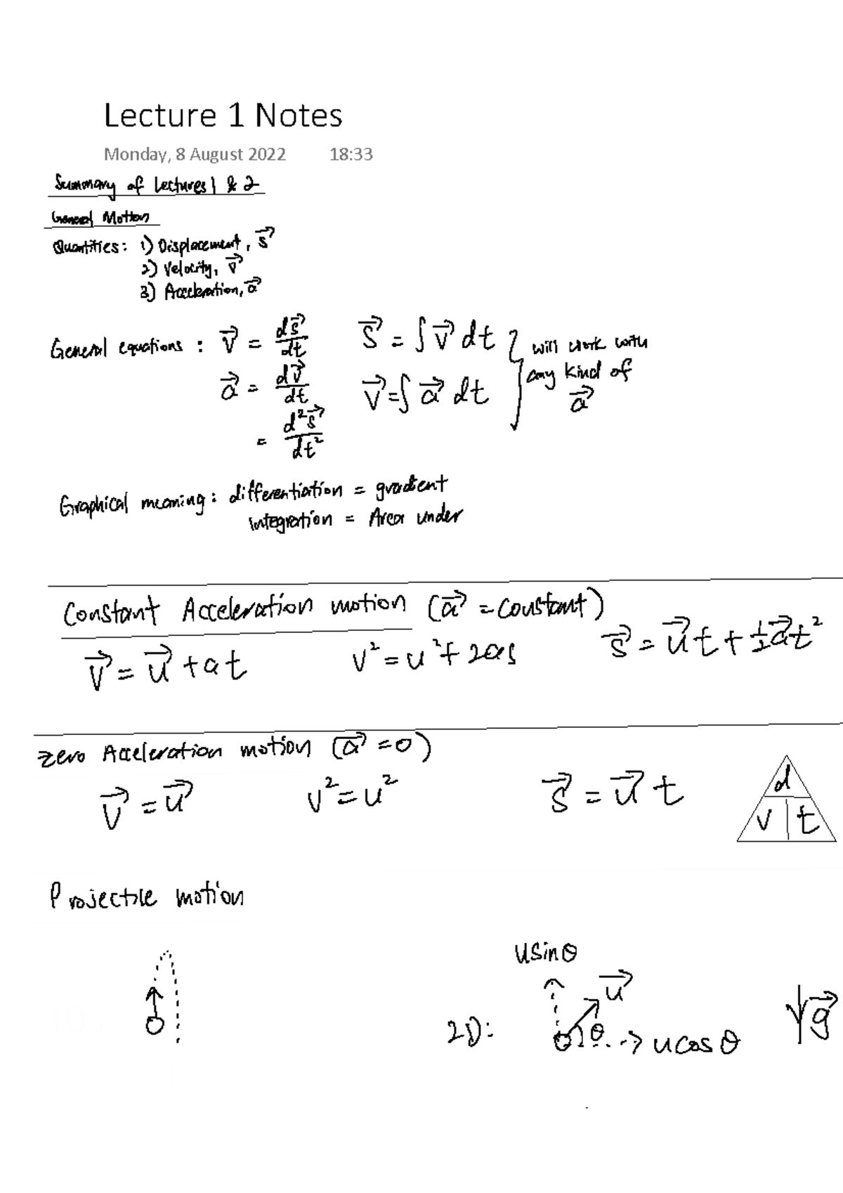 Lecture 1 Notes: General Motion Quantities and Equations - Studocu