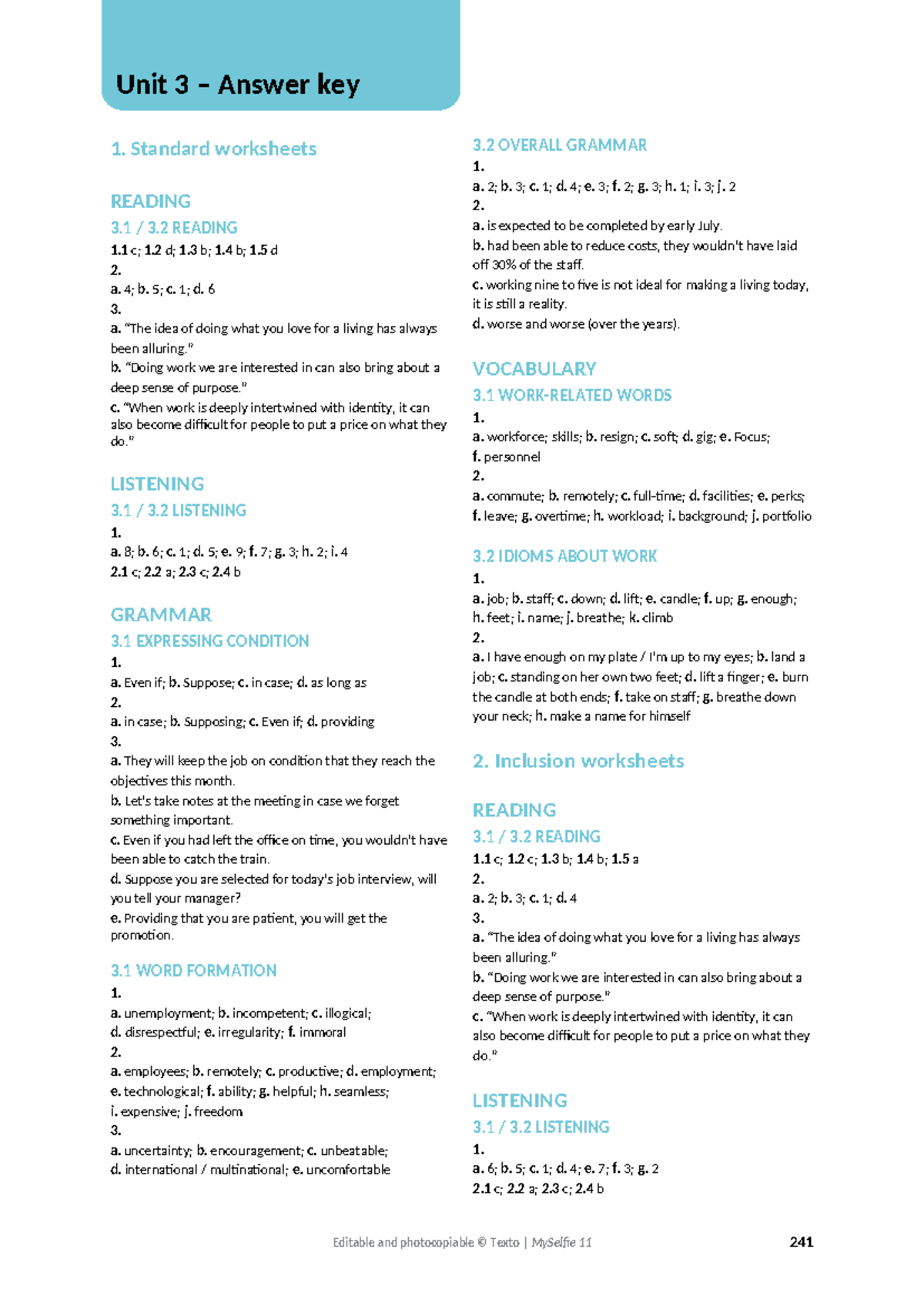 Answer Key Unit 3 - FICHA DE ESTUDO (Grammar & Vocabulary) - Studocu