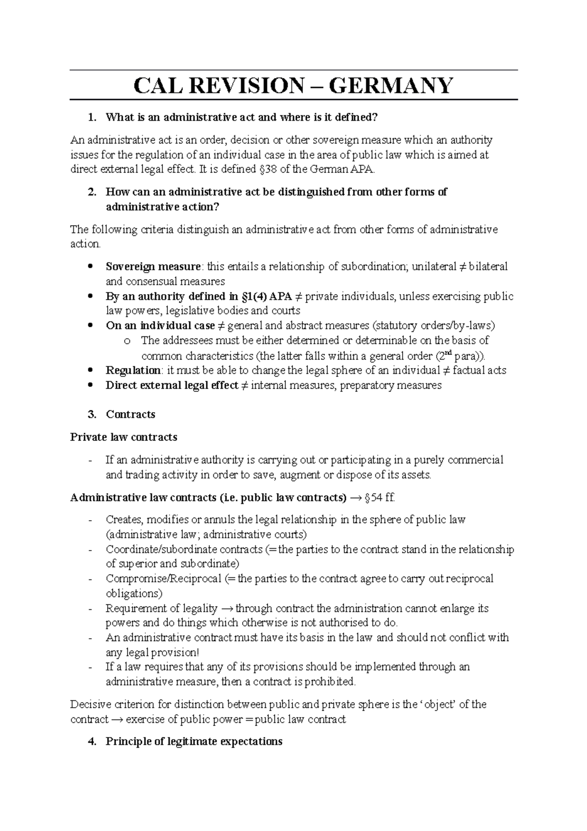 CAL Revision - Administrative Acts in Germany: Key Principles and ...