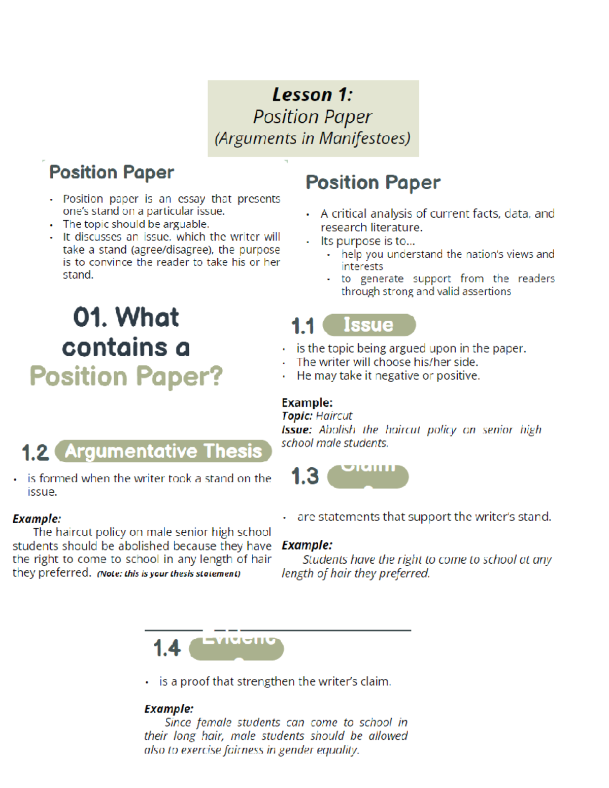 EAPP Lesson 1 & 2: Understanding Position Papers and Arguments - Studocu