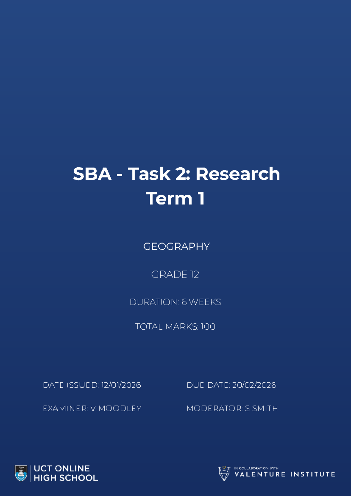 G12 Geography Term 1 SBA M1-M6: Research on Tropical Cyclones in Africa ...