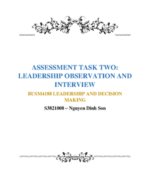 BUSM4188 ASM 2 RMIT VN - Subject code: BUSM Subject Name: Leadership ...