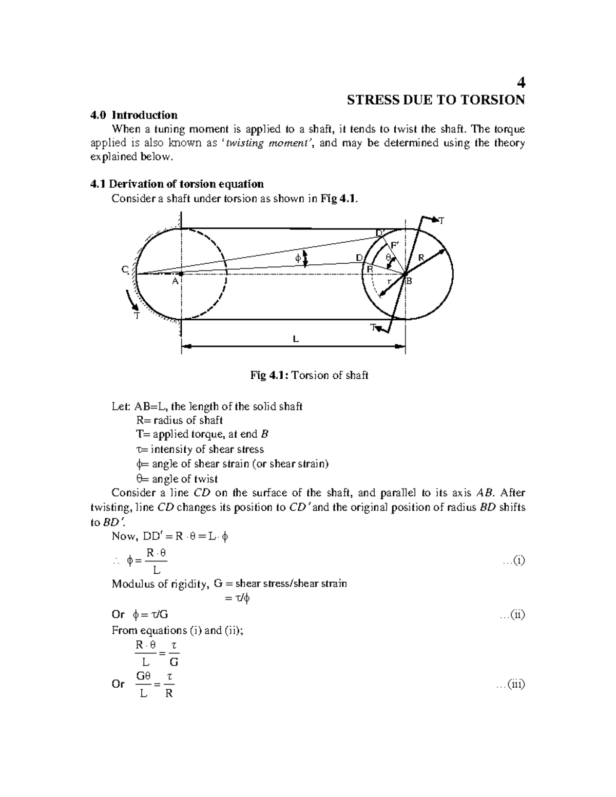 4.0 Torsion Stress Analysis - MECH 101 Final Exam Notes - Studocu