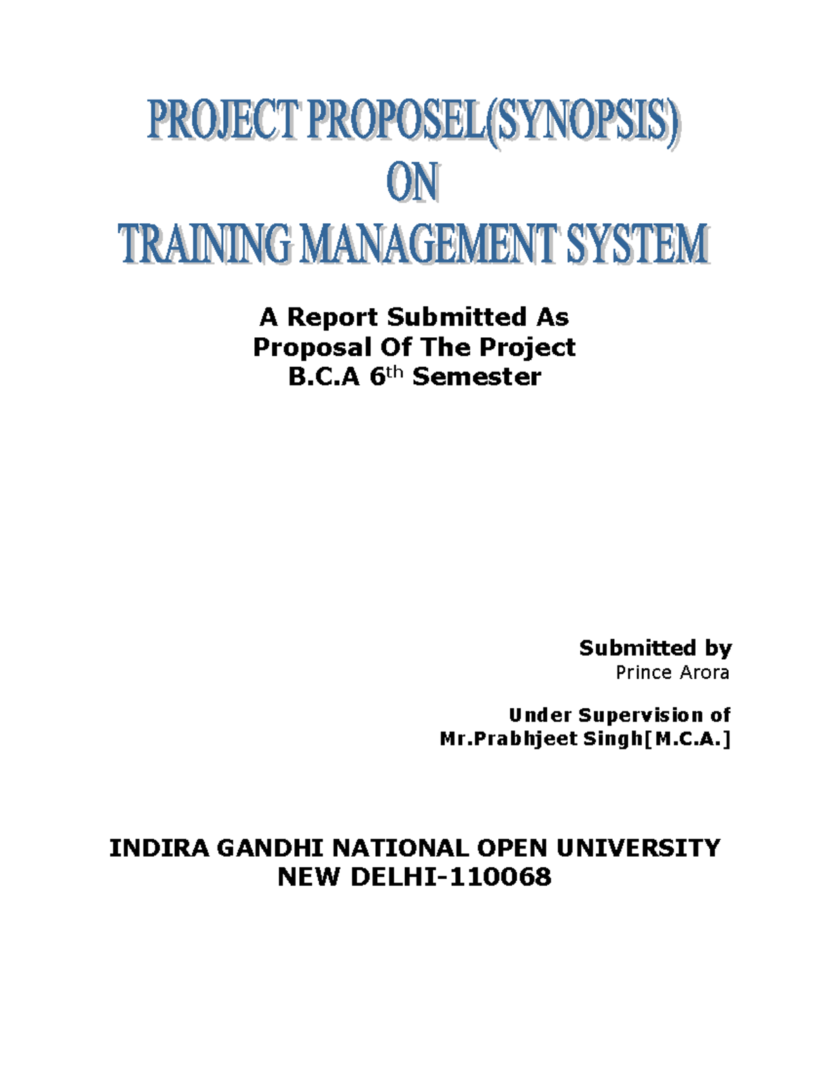 BCA 6th Sem Project Proposal: Student Info Management System - Studocu