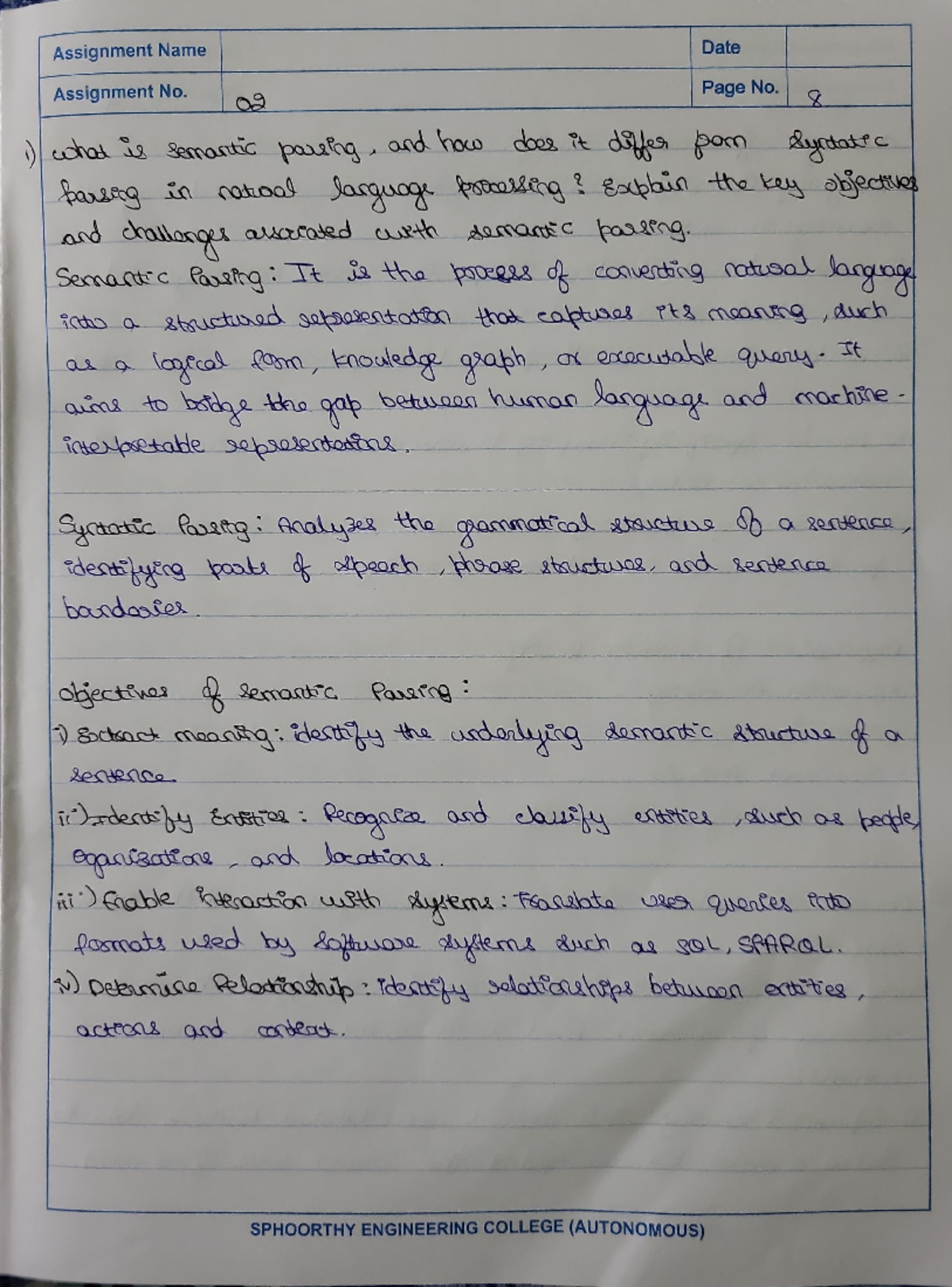 NLP assignment - nlp - Assignment Name Date Assignment No. Page No. 02 ...