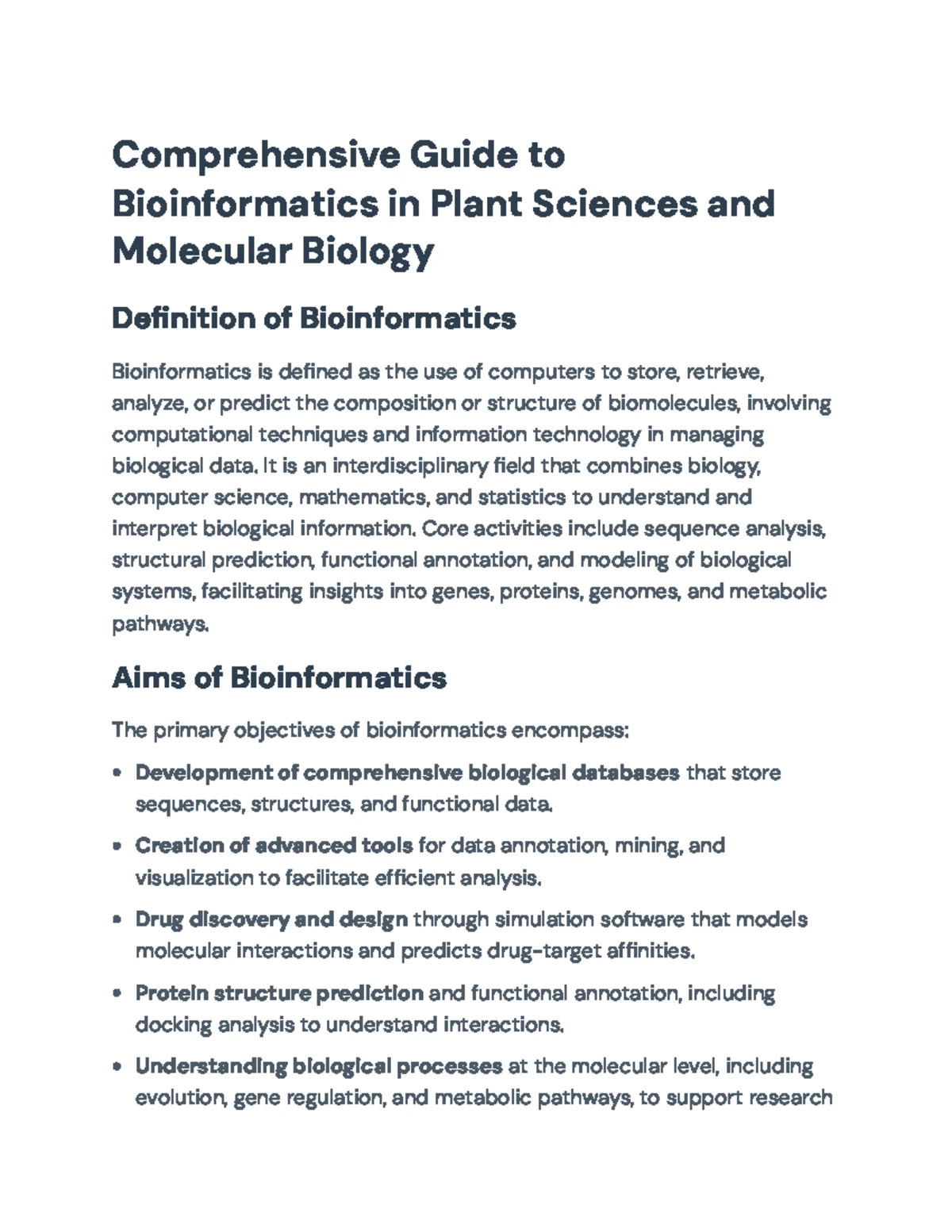 Comprehensive Guide to Bioinformatics (BIO101): Sequence & Structure ...
