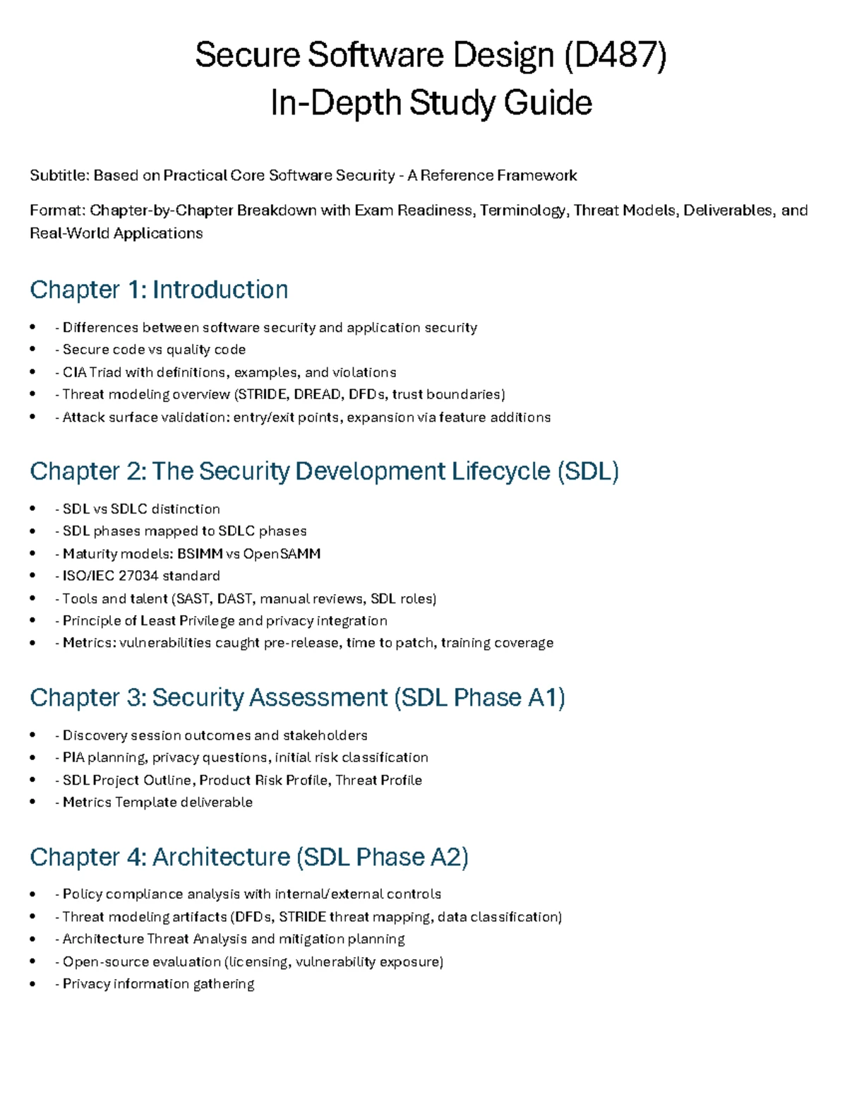 D487 Review Questions on Secure Software Design and Methodologies - Studocu