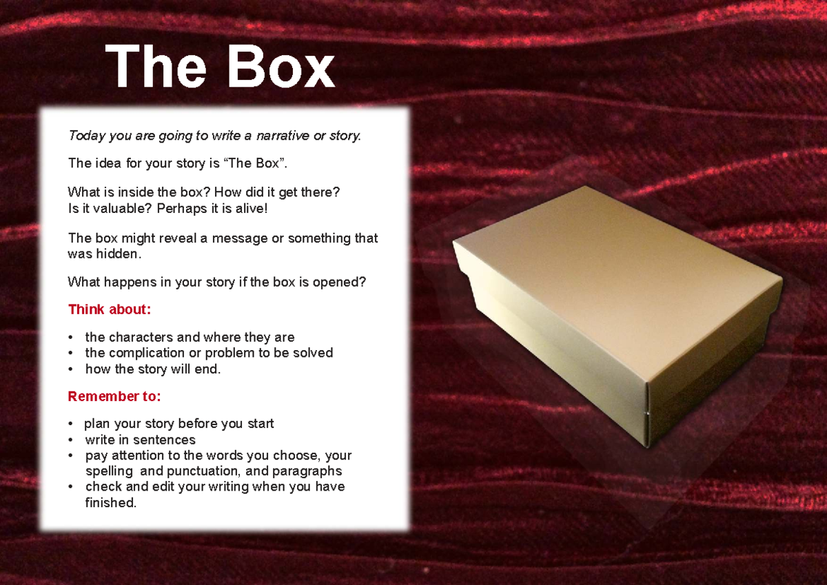 Narrative Writing Prompt: What's Inside the Box? - Studocu