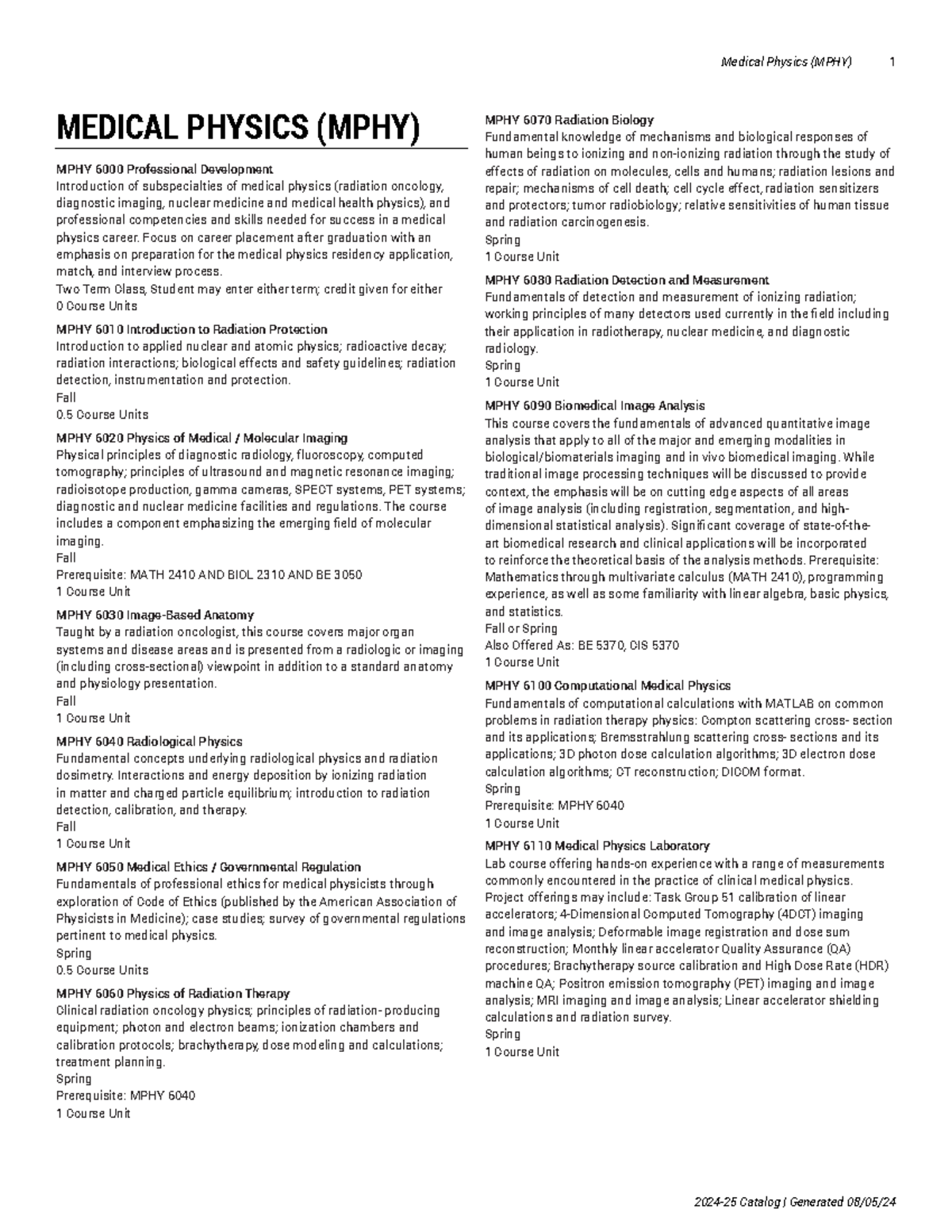 MPHY Medical Physics Courses Overview and Professional Development ...