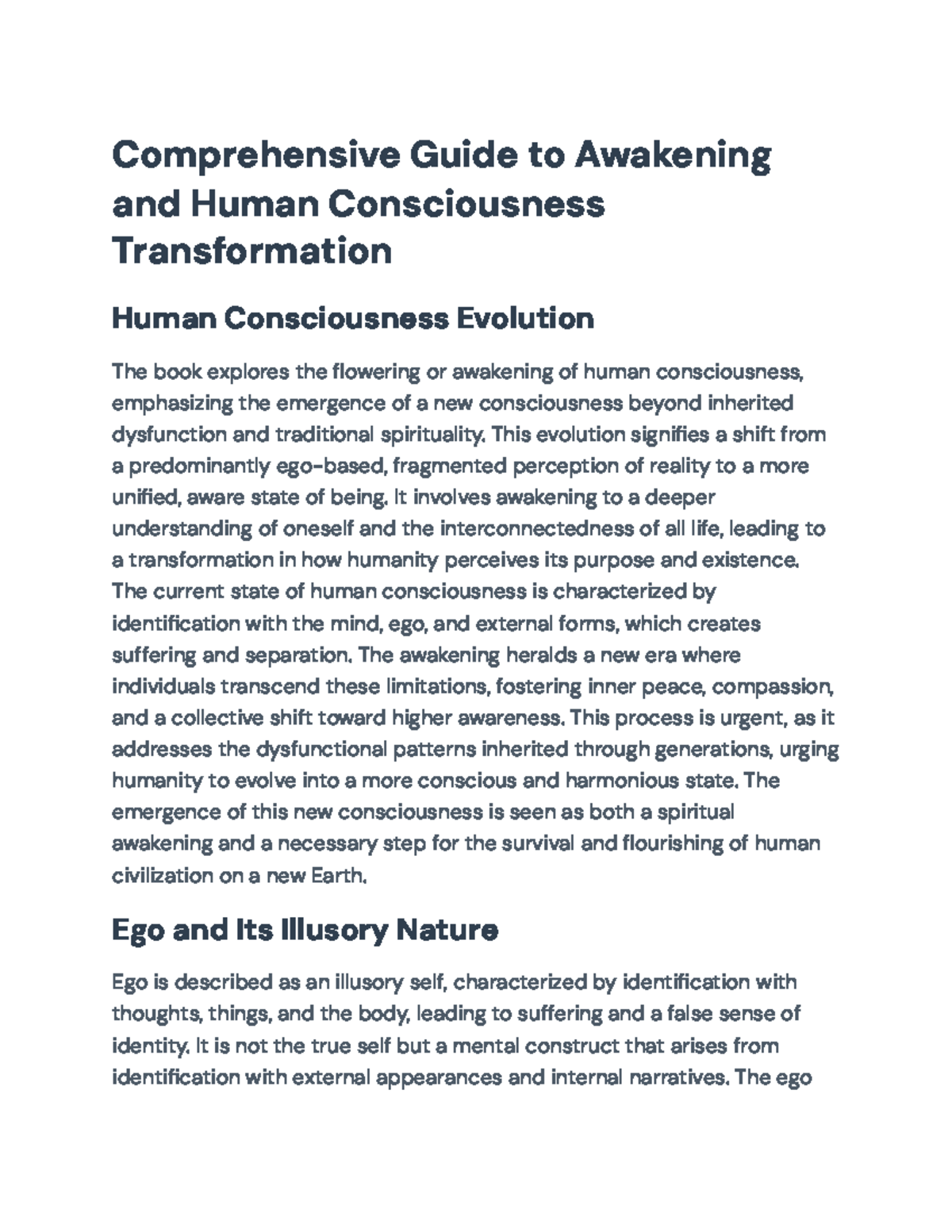 Comprehensive Guide to Human Consciousness & Ego Awakening - Studocu