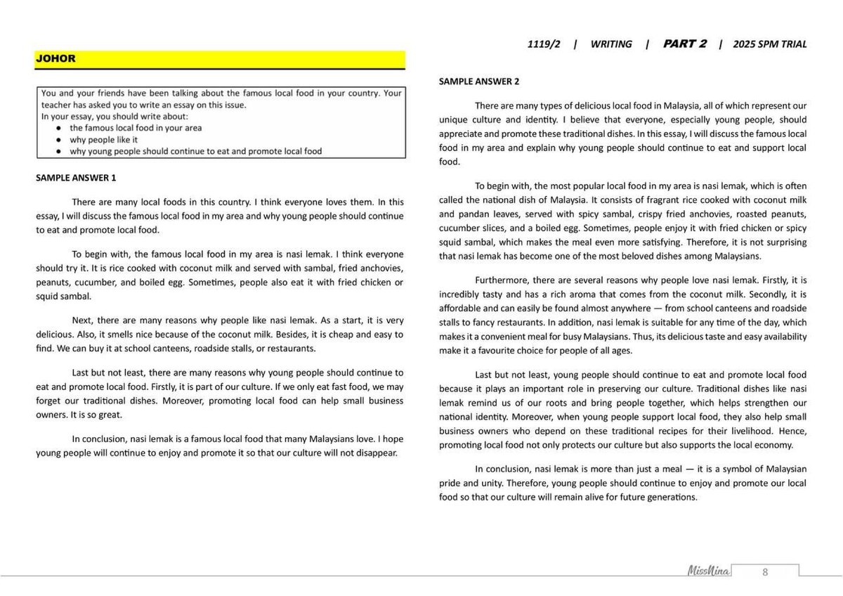 Sample Essay PART 2 Johor BI Trial 2025 - Copy - WRITING PART 2 2025 ...