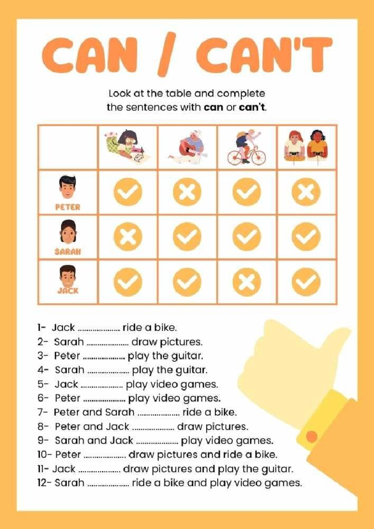 Can & Can't Worksheet: Completing Sentences with Can - Studocu