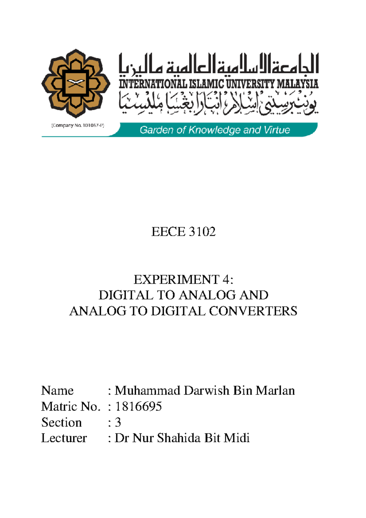 EECE 3102 Lecture Notes: Digital to Analog & Analog to Digital ...