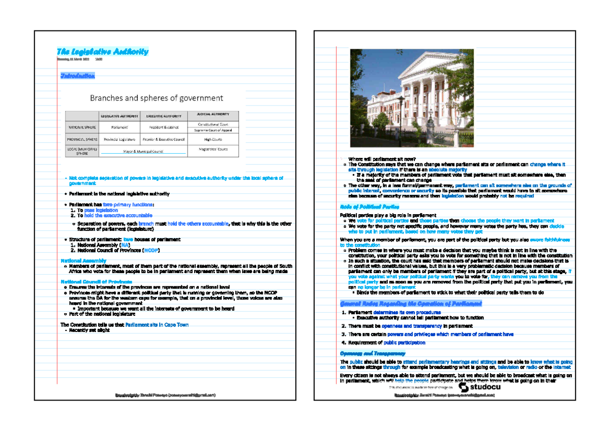 Constitutional Law Notes - Comprehensive Overview - Studocu