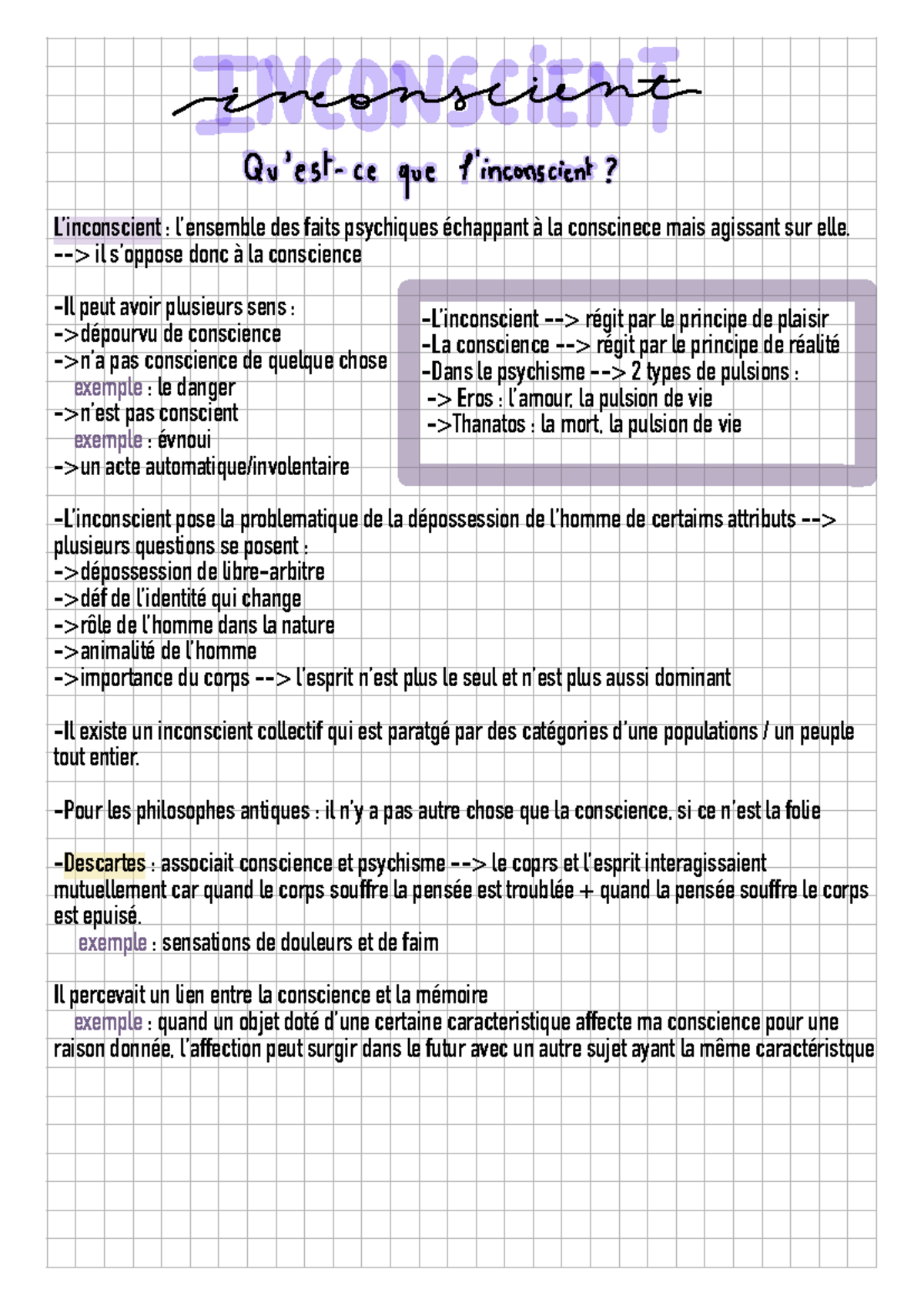 Inconscient - L’inconscient : l’ensemble des faits psychiques échappant ...