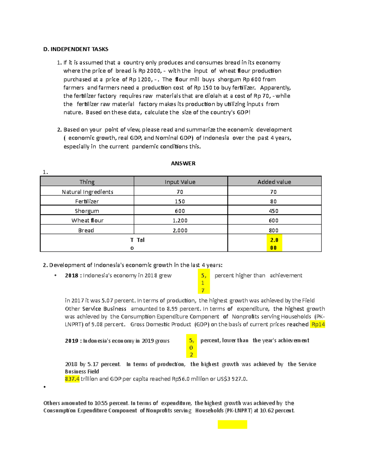 Economic Essays: Analyzing Indonesia's GDP Trends in Chapter 10 - Studocu