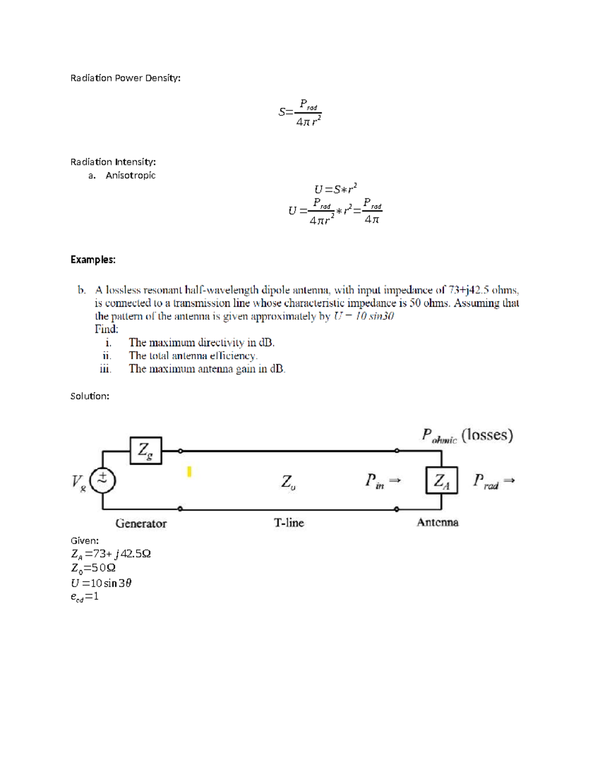 Radiation Power Density & Intensity: Sample Problems (Lecture) - Studocu
