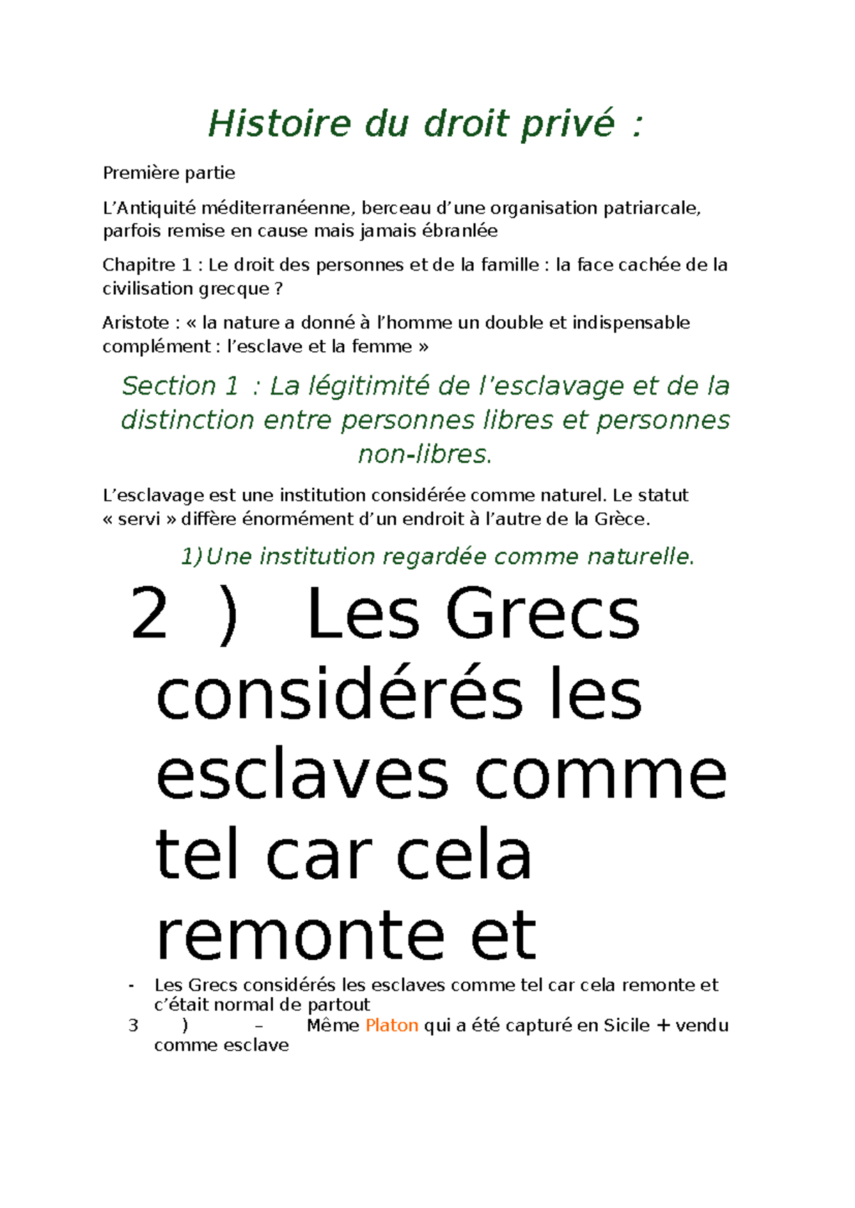 Histoire du droit privé : Chapitre 1 - Droit des personnes et famille ...