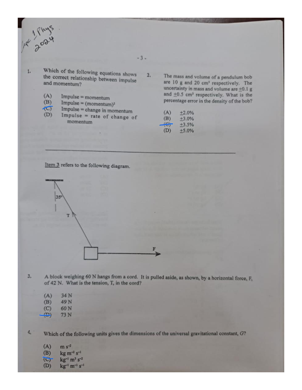 CAPE Physics 2024 Unit 1 Paper 1 Exam Review - Studocu