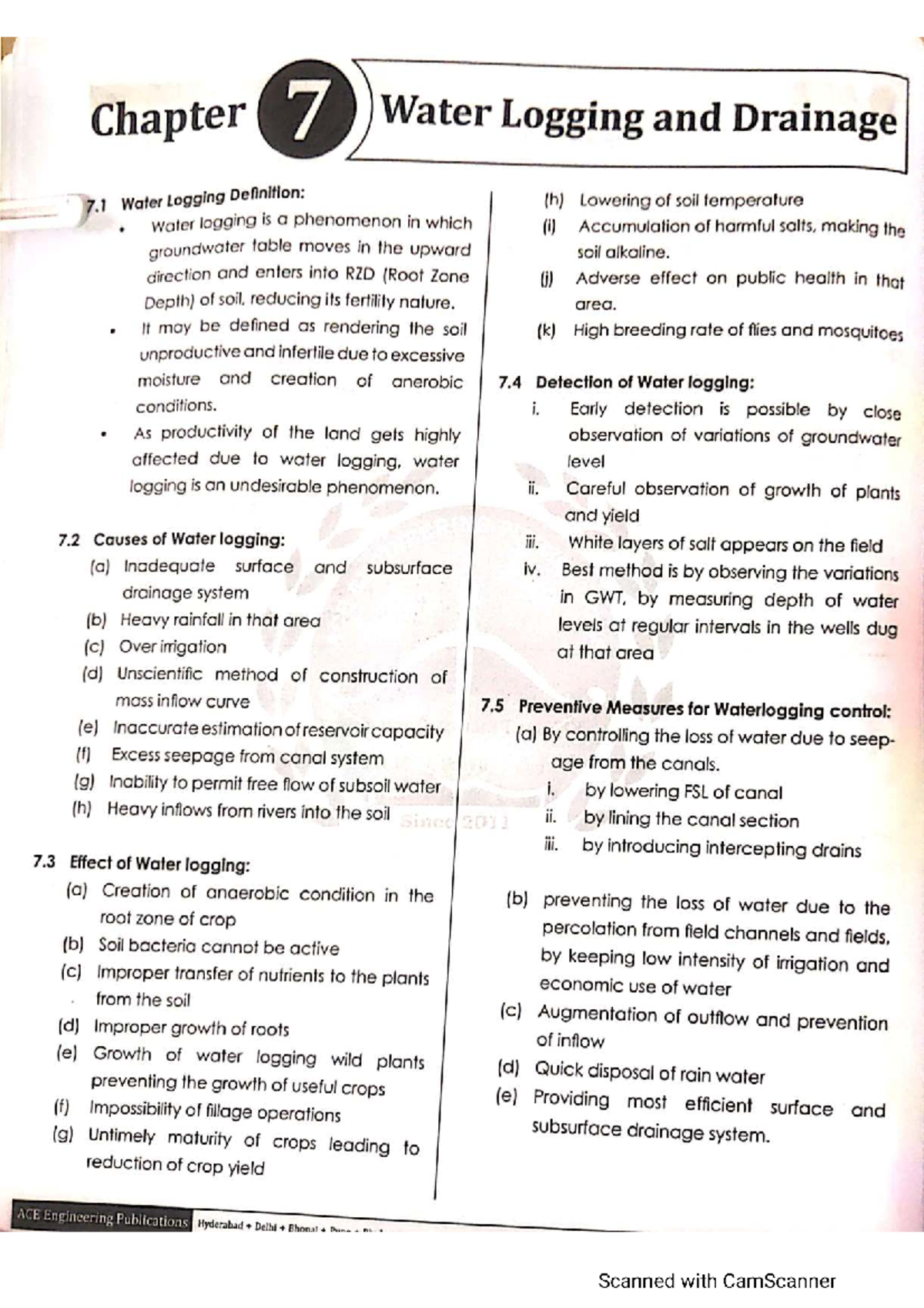 Chapter 7: Water Logging and Drainage - Causes, Effects, and Prevention ...