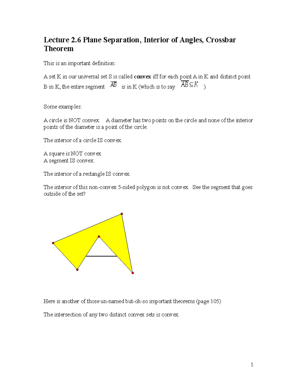 Axiomatic Geometry - Lecture 2.6: Plane Separation and Theorems - Studocu