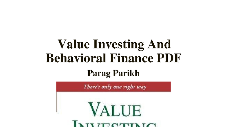 Value Investing & Behavioral Finance: Insights by Parag Parikh - Studocu