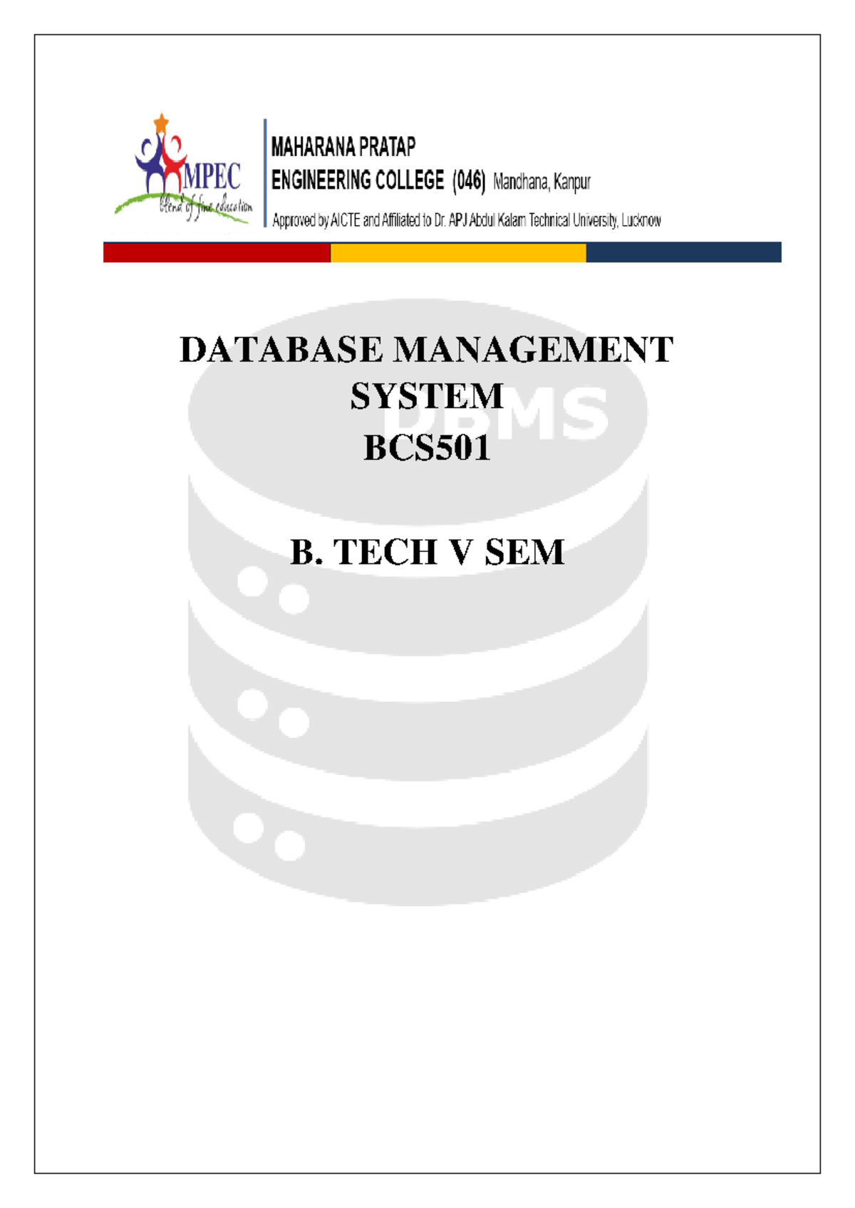 BCS B. Tech V Sem - Unit 3 DBMS Notes on Database Design ...
