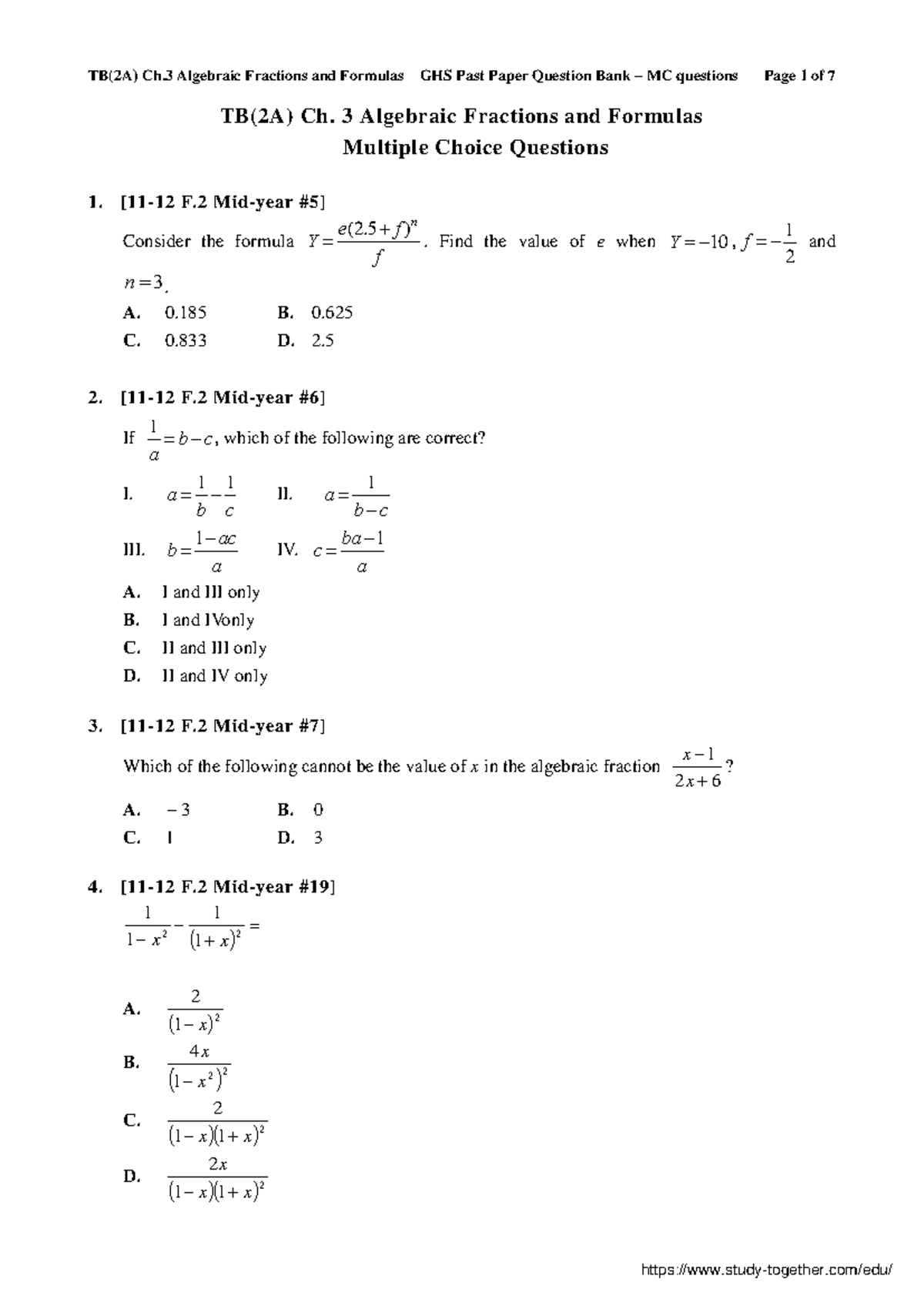 Good-Hope-School 11-16-2A-Ch - TB(2A) Ch. 3 Algebraic Fractions and ...