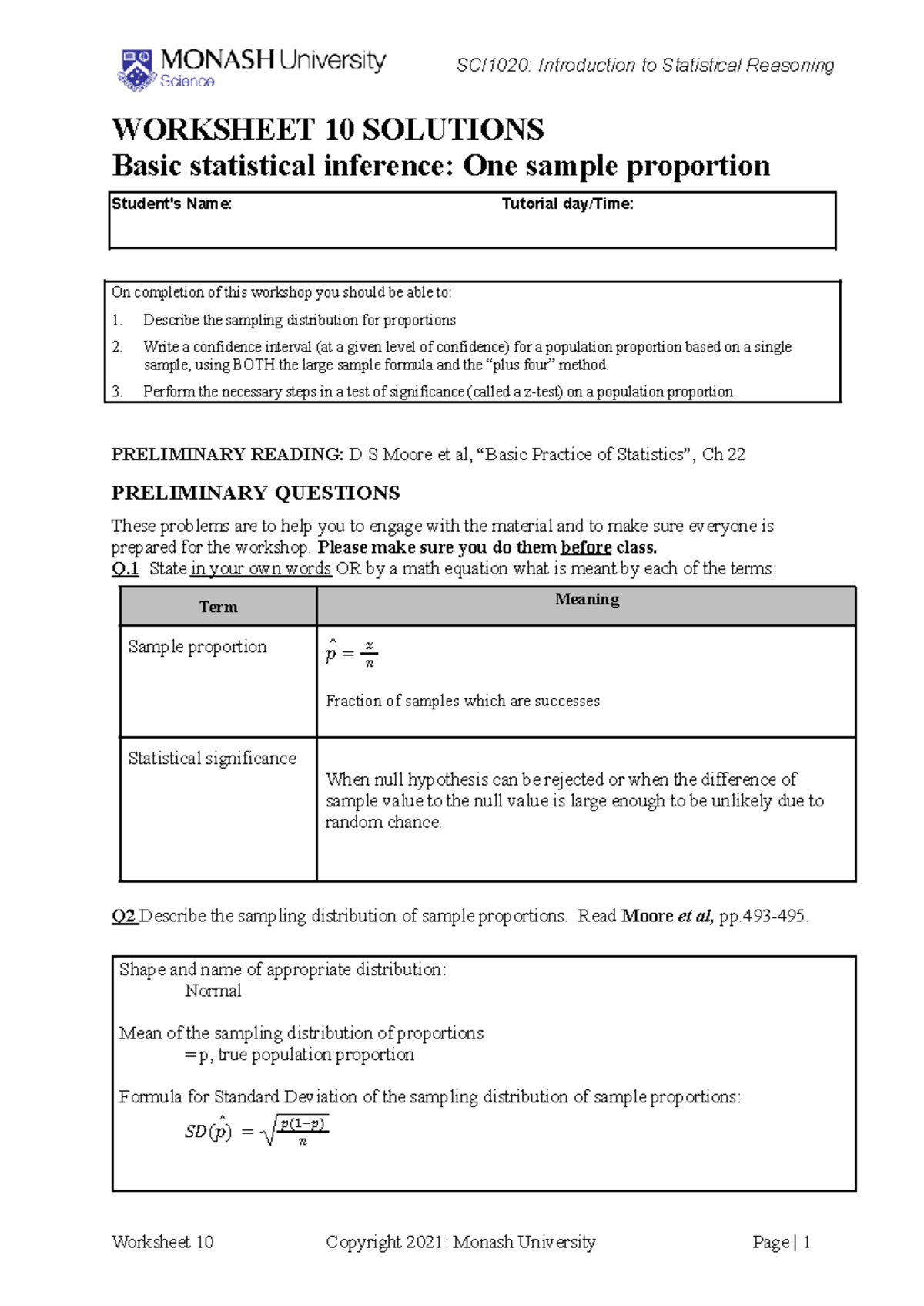 Worksheet 10 Solutions for students - SCI1020: Introduction to ...