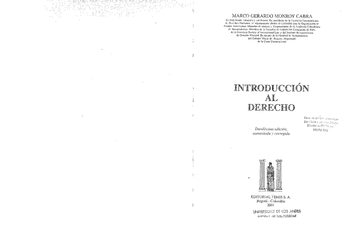 Introducción al Derecho - Monroy Cabra: Fundamentos y Concepciones
