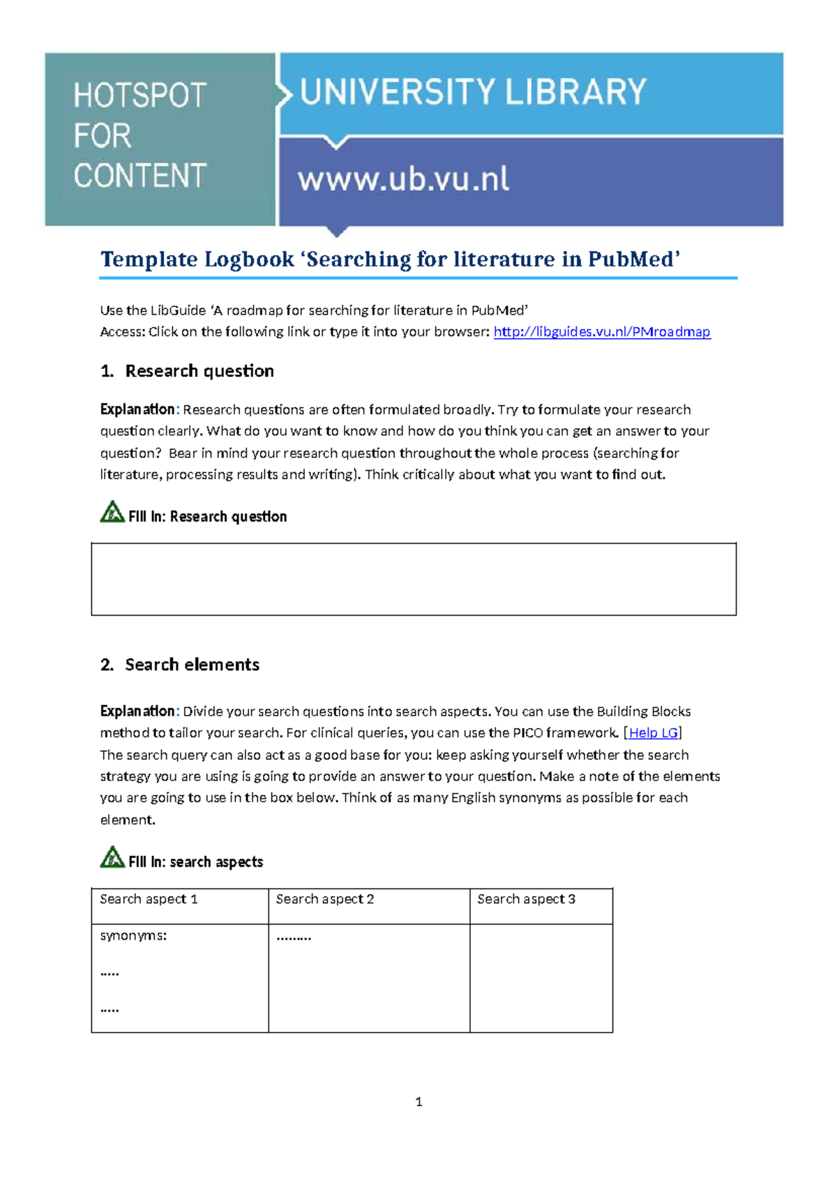Logbook Template for Literature Search in Bachelor Thesis - Studeersnel
