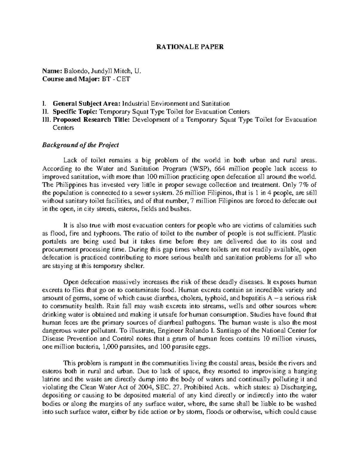 BT-CET Rationale Paper: Temporary Squat Type Toilet for Evacuation ...