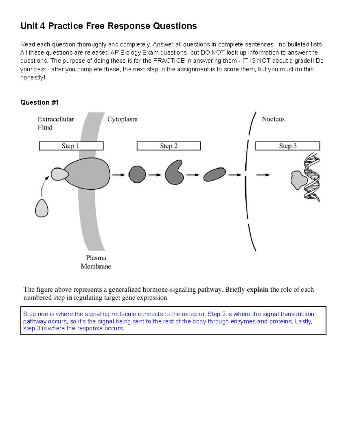 Unit 4 AP Bio Practice Free Response Questions for Exam Prep - Studocu