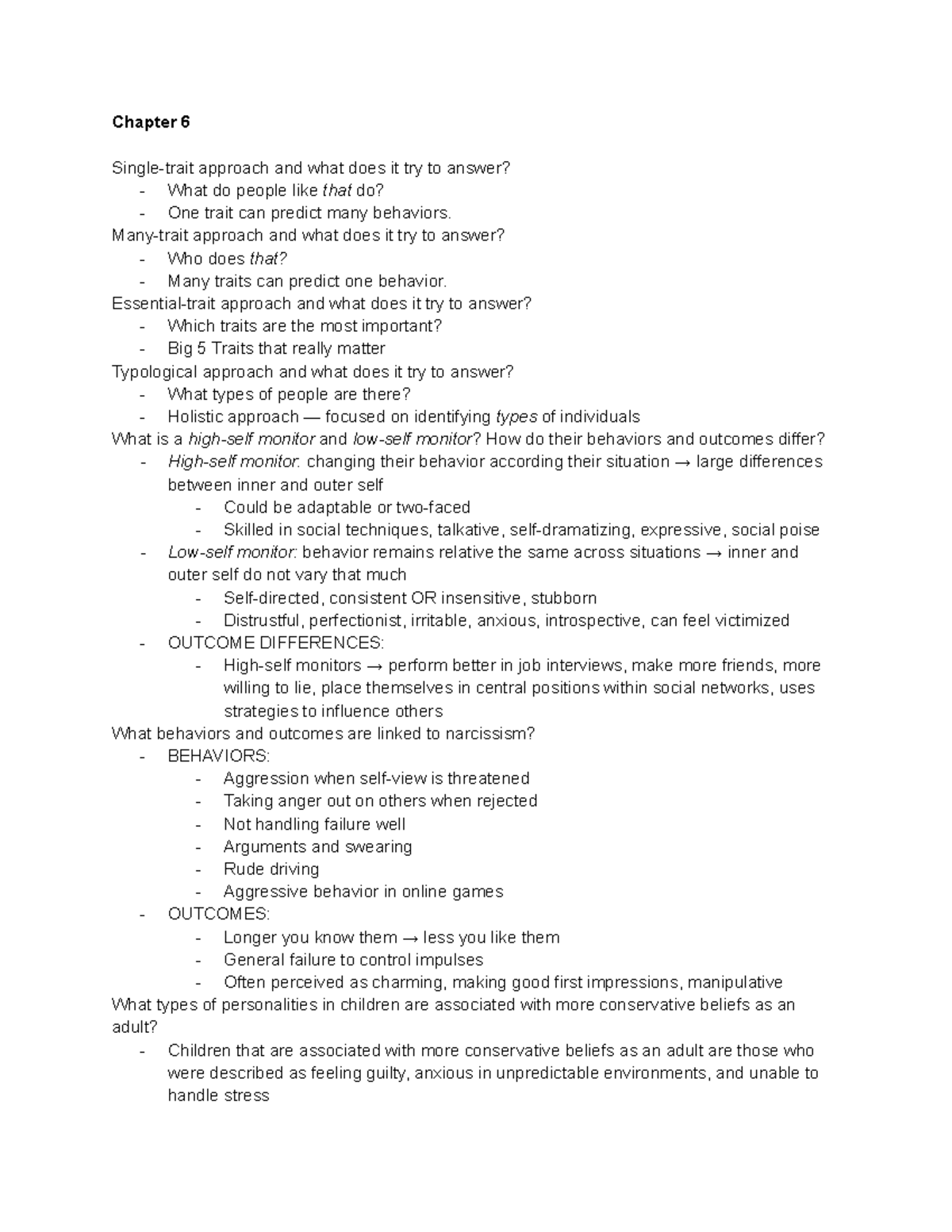 Psychology 101: Midterm Study Guide on Personality Theories and Traits ...