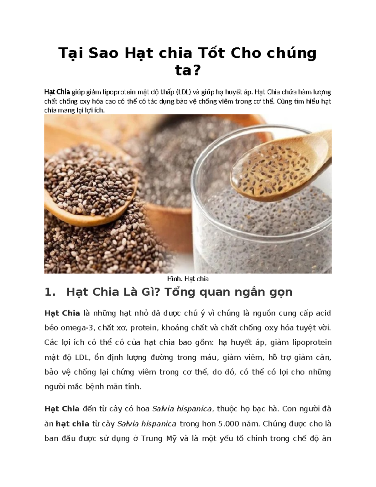 Ti Sao Ht Chia Tt Cho Sc Khe: Li ch V Dinh Dng - Studocu