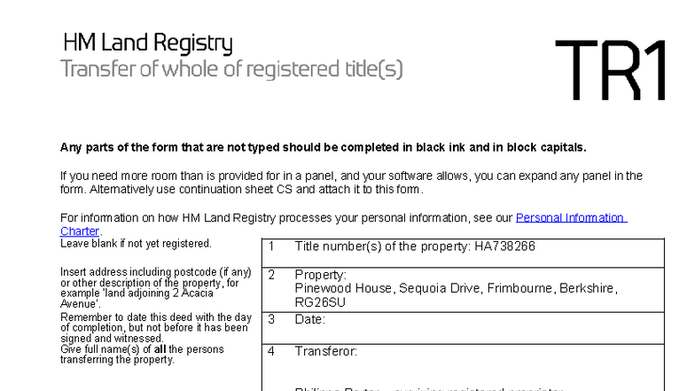 TR1 Form Completion Guide for Property Transfer - Studocu