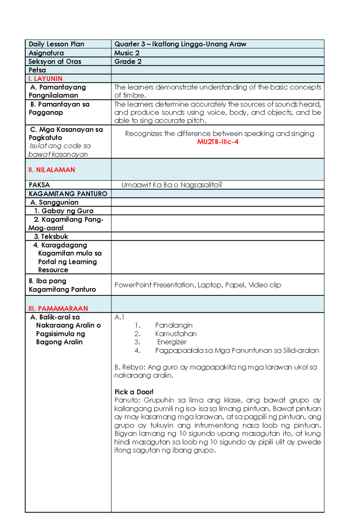 Quarter 3 DLP Grade 2 english - Daily Lesson Plan Quarter 3 – Ikatlong ...