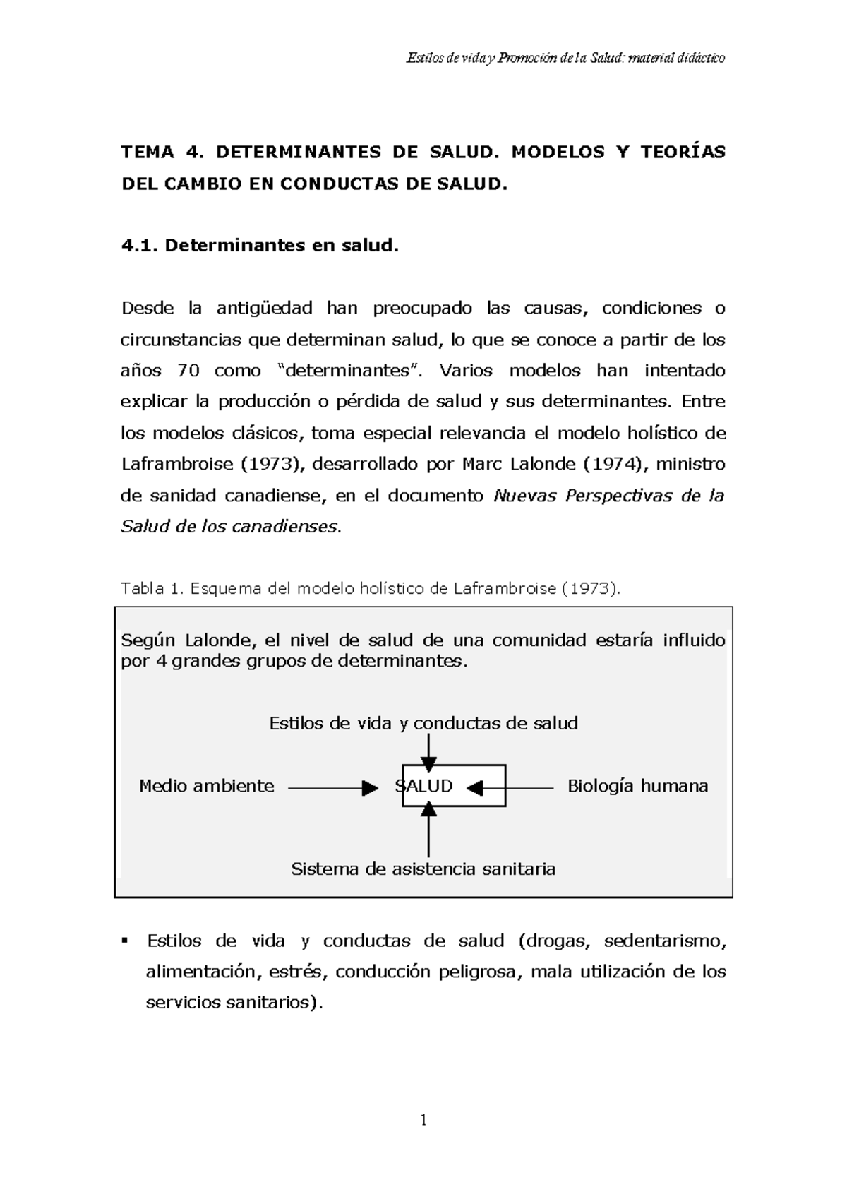 Determinantes de Salud: Modelos y Teorías del Comportamiento Saludable - Document Preview