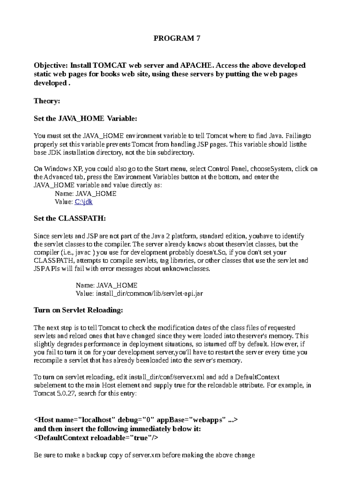 78-2 - Must read - PROGRAM 7 Objective: Install TOMCAT web server and ...