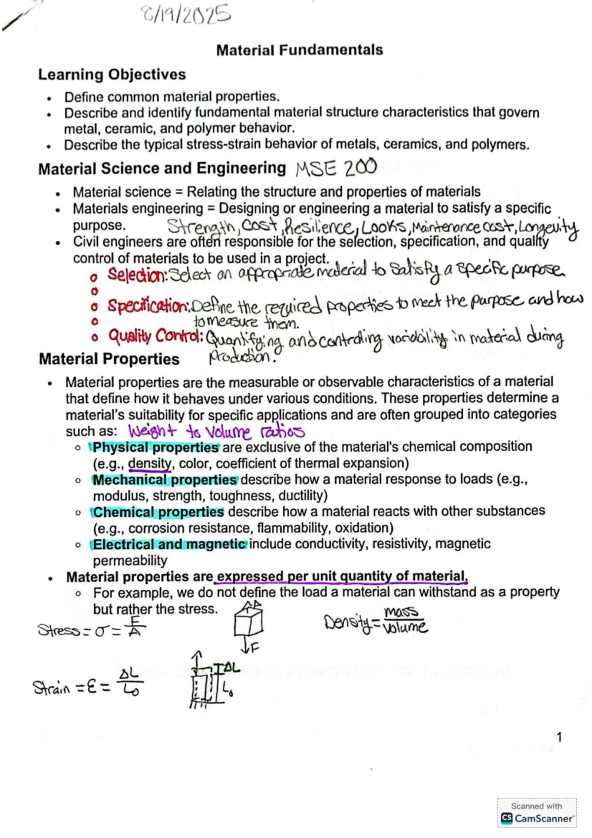 CE 332 - Final Exam Notes on Material Properties and Behavior - Studocu