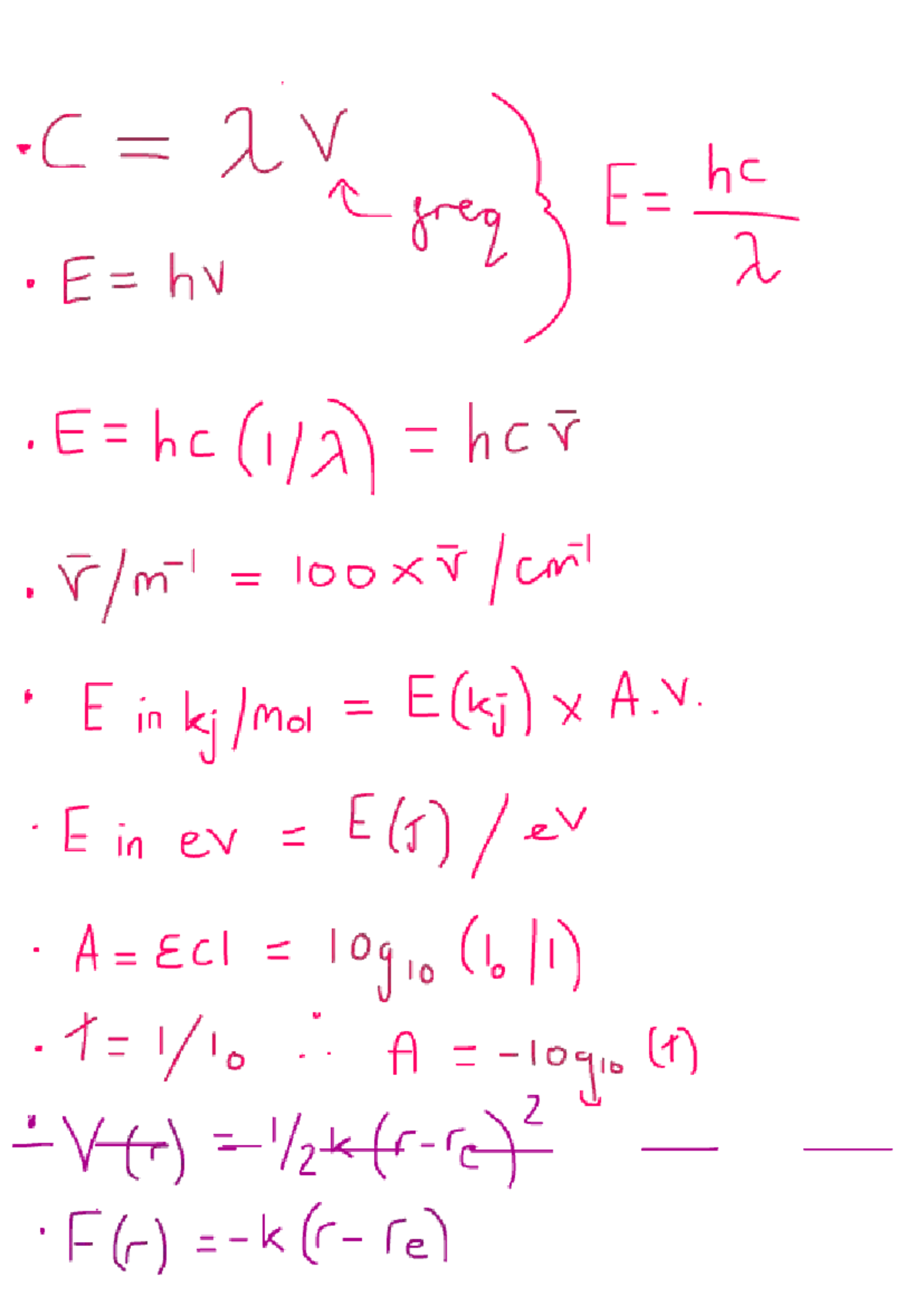 Equation Sheet for Physics: C=2V, E=hc, and More - Studocu