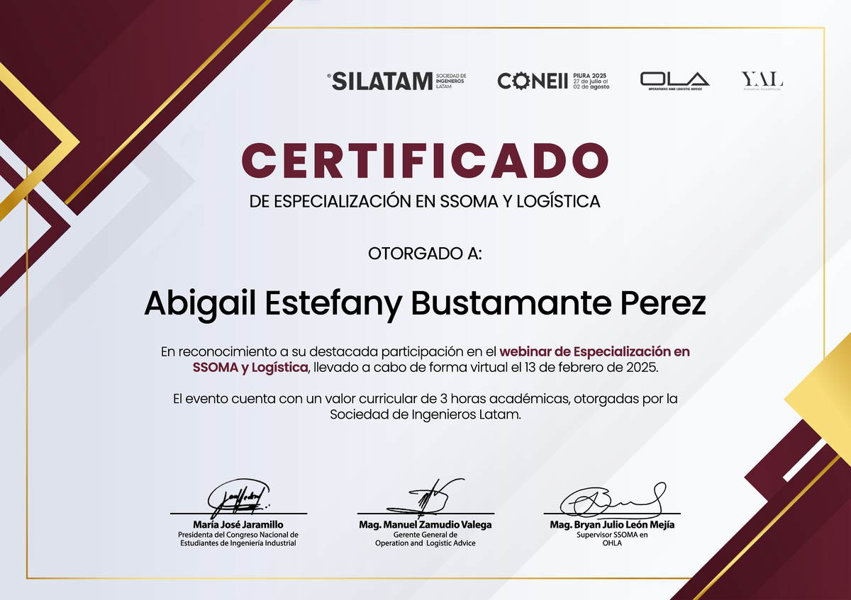 Certificado de Especialización en SOMA y Logística - 2025 - Document Preview