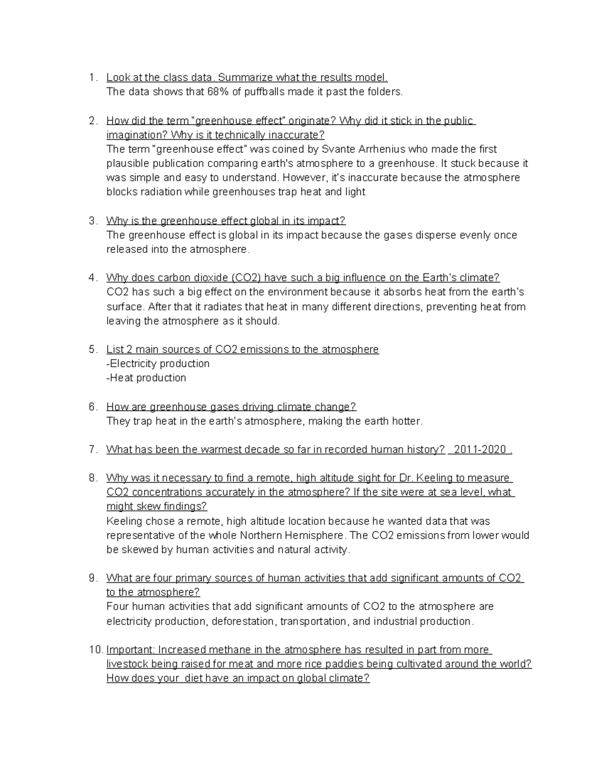 Greenhouse Effect Simulation (Student Edition) - Look at the class data ...