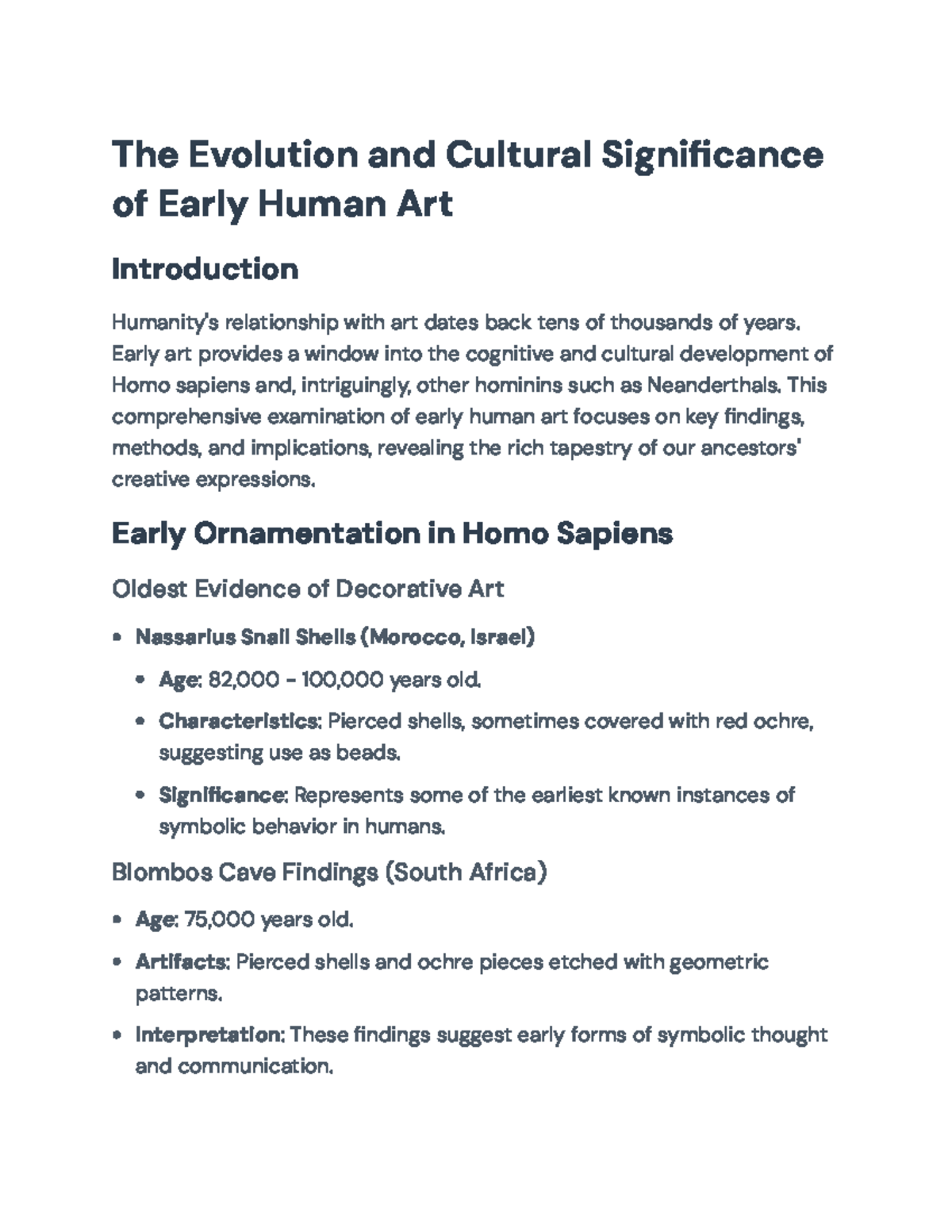 The Evolution and Cultural Significance of Early Human Art (ART101 ...