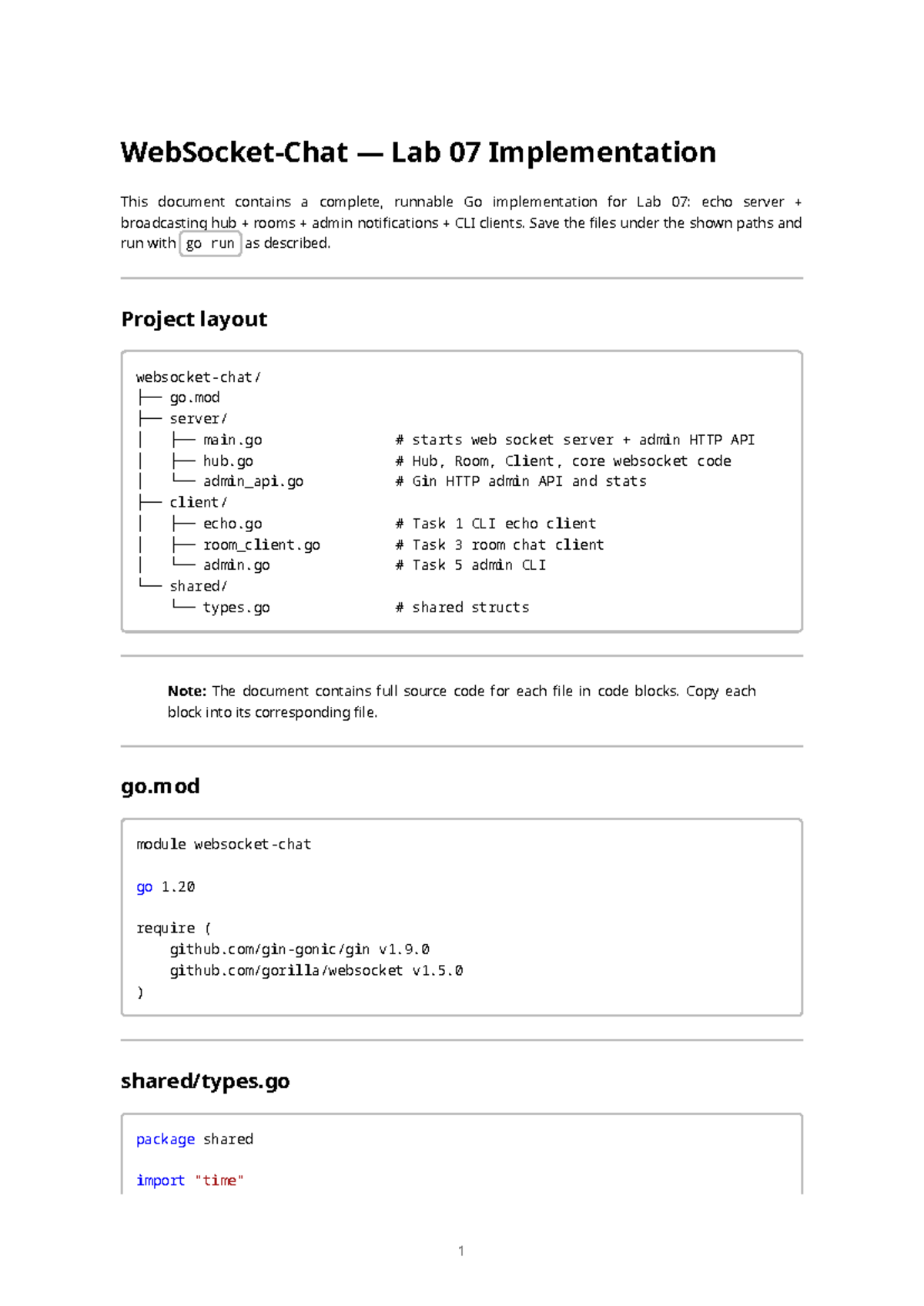 Websocket Chat - Lab 07 Implementation Guide - Studocu